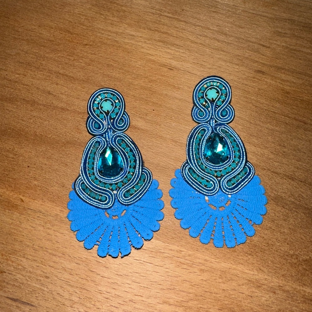 Elegant Blue and Green Earrings